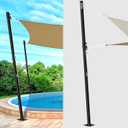 8ft Shade Sail Poles,Height-Adjustable Sun Shade Poles,Double-fold Pulley Sun Sail Poles for Patio Lawn Garden Deck Playground Backyard(Black-1 Pole)