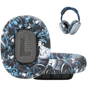 Earrock Ear Cushions Ear Pads for AirPods Max Headphones with Protein Leather, Memory Foam and Magnet for Gym, Sporty Graffiti Style, Cartoon Pattern