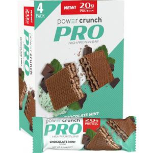 Power Crunch PRO Protein Wafer Bars, High Protein Snacks with Delicious Taste, Chocolate Mint, 2.0 Ounce (4 Count), Best By  10/22/2026
