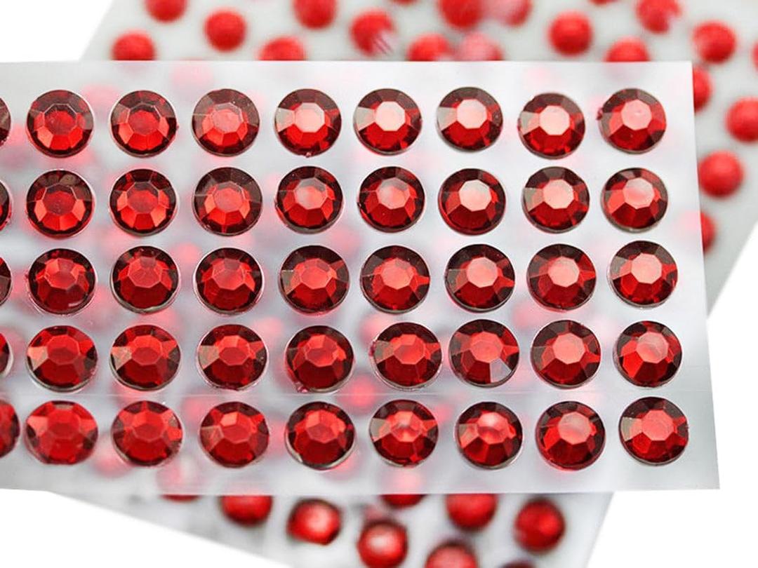 14mm SS60 Red Ruby Self Adhesive Acrylic Rhinestones Plastic Face Gems Stick On Body Jewels for DIY Cards and Invitations Crafts Bling Sticker - 5 Sheets - 250PCS