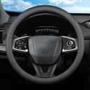 XHRING Car Steering Wheel Cover for Honda Civic Accord CRV HRV Pilot Passport Odyssey Insight Fit Ridgeline Clarity LX EX EXL Si Hatchback Sport Hybrid Touring Accessories, 2024 Leather Black 15''