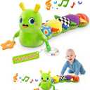 Baby Toys 0-6 Months, Washable Baby Musical Caterpillar Toys with 10 Children's Songs,Rattles,Teething Toys,Suitable for 0-6, 6-12 Months Infant Tummy Time Toy,Newborn Baby Boy&Gril Toy(Green)