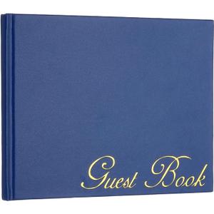 PATIKIL Elegant Guestbook, 9"x7" PU Leather Wedding Guest Book Stylish Sign in Book with 50 Blank 120GSM Paper for Receptions Birthdays Funerals Special Events, Blue