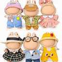 ALOVAK 6 Clothes Sets for 17cm Collectible Dolls – Miniature Outfits with Accessories – Hat, Glasses & Necklace Details – Ages 15+ (No Doll)
