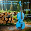 Crafteem 4/4 Full Size Fiddle Blue Colored Premium Violin Outfit for Beginners Adults Kids With 5 Color Fingering Tape- Handcrafted Student Beginner Violin.(Blue, 4/4 Full)