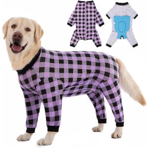 Dog Recovery Suit Full-Zipper After Post-Surgery, Dog Bodysuit for Prevent Licking& Chewing Wounds Onesies Cone Alternative (Purple, 4X-Large)