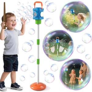 Bubble Machine for Kids, Automatic Bubbles Blower Maker for Kid Toddlers, 2-In-1 Remote Control Street Lamp Bubble Maker with Adjustable Height, Bubble Maker for Wedding Birthday Party Camping Outdoor