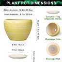 Ceramic Planter 10 Inch - Ceramic Pots for Plants Indoor Outdoor, Modern Plant Pots with Drainage Hole and Saucer, Round Decorative Planter, Bedroom Decor, Gardening Gifts, Textured Yellow