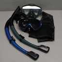 Snorkeling Gear for Adults, Dry Snorkel Mask Set, Scuba Diving Snorkle mask Set Adult, Panoramic Wide View Anti-Fog Dive mask, Swimming Diving Snorkeling Packages (Black+blue2 set)