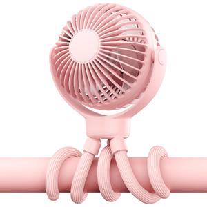 Portable Stroller Mini Fan - Flexible 3-Speed Personal Fan Clip on for Bed Sleep, Rechargeable Battery Treadmill Accessories Cooler, Newborn Summer Baby Essentials for Car Seat, Bike, Crib 