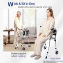 Narrow Walkers for Seniors, Folding Standard Walker with Seat, Lightweight Aluminum Mobility Rolling Walker for Seniors and Adults, Compact Travel Walker Height Adjustable, Supports 350 lbsOnly 8LBS