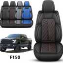 Car Seat Cover Custom Fit for Ford F150 2009-2026 Faux Leather Seat Cover Set Compatible with Regular Cab Super Cab Super Crew Pickup Truck Cushions (Black Redline, Front Seat)