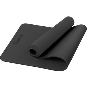 Yoga Mat Non Slip, Pilates Fitness Mats, Eco Friendly, Anti-Tear 1/4" Thick Yoga Mats for Women, Exercise Mats for Home Workout with Carrying Sling and Storage Bag (Black)