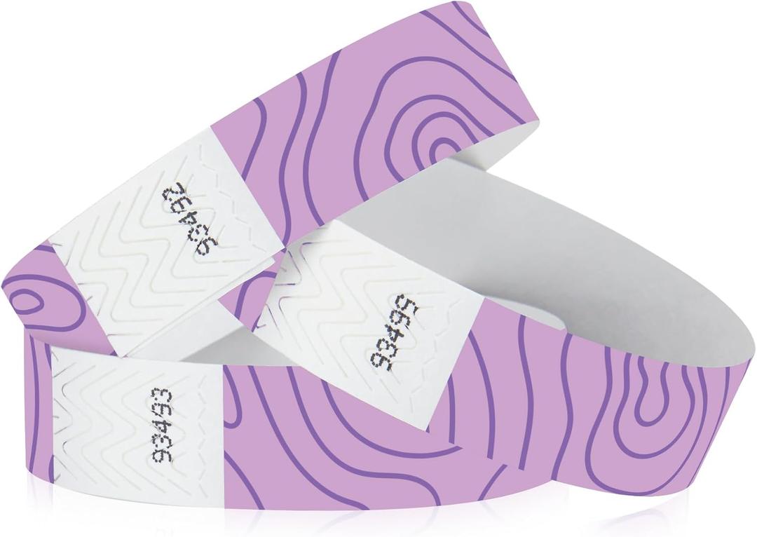 500 WristCo Purple Topographic Tyvek Wristbands for Events  Security Cuts & Tamper-Proof Design to Prevent Reuse  Premium-Grade Bracelets for Hospital & Medical ID, Party & VIP Identification