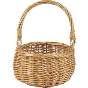 Small Wicker Flower Girl Basket with Handle Cute Easter Baskets Rustic Decorative Basket for Wedding and Home Decor