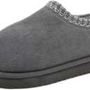 SMajong Kids Slippers Plush Warm Girls Fuzzy House Slippers Boys Platform Slipper Slip-on Shoes Winter Indoor Outdoor Grey 3 Big Kid（Sole Size 36