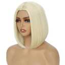Blonde Bob Wig for Women 12 Inch Straight Blonde Wigs Middle Part Heat Resistant Synthetic Wig