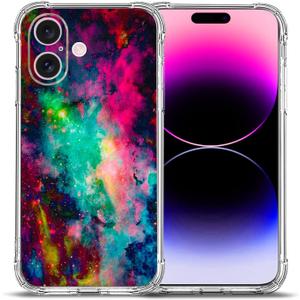 Case for iPhone 16,Colorful Universe Sky Drop Protection Shockproof Case TPU Full Body Protective Scratch-Resistant Cover for Apple iPhone 16