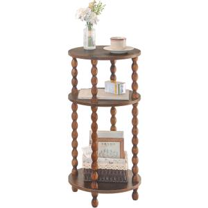 AWASEN Small Side Table, 3-Tier Round End Table for Small Spaces, Modern Bedside Table Nightstand for Bedroom, Living Room, Office, Rustic Brown