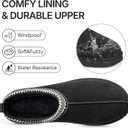 ATHMILE Mens Slippers Tasman House Slippers for Men Short Ankle Mini Suede Boots for Outdoor Indoor Non Slip Thin Sole Warm Fur Lined Black Size11 (Black)