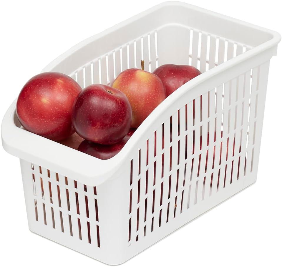 Medium Plastic Pantry or Fridge Bin Organizer, White by Home Basics, 10"x10"