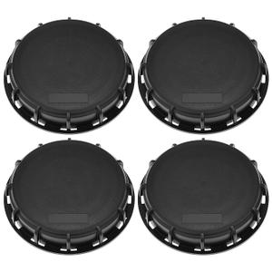QWORK 6" Solid Cap W/Gasket for IBC Tote, IBC Tote Water Tank Cover, 4 Pack Leak-Proof Design Plastic IBC Tank Adapter Storage Cap for Chemical Food and Industrial Storage, Black