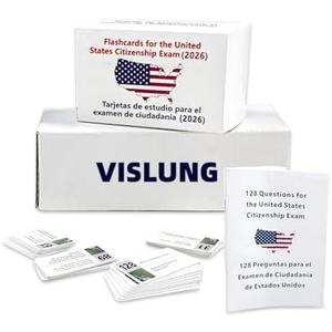 US Civic Test Flash Card 2026 - English & Spanish, Tarjetas de ciudadania 2026 inglés y español 128 preguntas, US Citizenship Flash Card Bilingual Naturalization Study Guide Combo Set