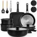 22 Pack Nonstick Pots and Pans Set, KIKCOIN Cookware Set with Detachable Handle, Kitchen Cooking Pans Set with Frying Pan, Grill Pan - Stackable for RV Kitchen, Induction Ready, Dishwasher/Oven Safe