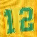 Verdusa Men's Jersey Shirts Short Sleeve Sweater Crew Neck Streetwear Pullover Knit Tops Yellow X-Large (XL)