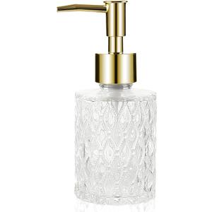 Multipurpose Soap Dispenser Easy to Clean Glass Soap Pump Dispenser Ideal for Bath and Bathroom (Gold)