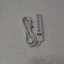 GE 6-Outlet Surge Protector, 10 Ft Extension Cord, Power Strip, 800 Joules, Flat Plug, Twist-to-Close Safety Covers, ETL Listed, White, 14092