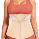 LEINIDINA Womens Waist Trainer Corset with Zipper Sweat Waist Trimmer for Women Workout Belt Corset Shapewear, Medium