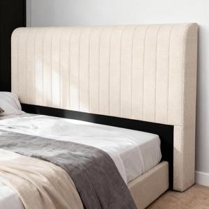 Universal Chenille Boneless Queen Headboard, Modern Compression Upholstered Bed Headboard | No Assembly Required | 5.8" Thickened Freestanding Design, 62.2W x 43.5H x 5.8D, Off-White | No Assembly Required, Chenille Material