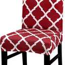 Chair Covers for Dining Chairs Set of 4, Stretchy Soft Parson Chair Covers Removable Washable Kitchen Dining Room Chair Slipcovers with Elastic for Universal Fit (Quatrefoil Red)