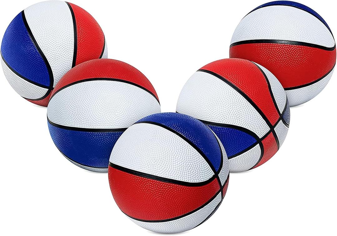 Botabee Mini Basketball Set of 5 - Durable, Anti-Slip Grip 7" Mini Basket Balls for Indoor and Outdoor Play - Inflatable Basketball Toys for Pop Arcade - Soft, Bouncy Sports Rubber Playing Ball