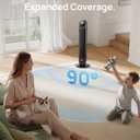 DREO Tower Fan for Bedroom, 2026 Upgraded DC Motor, 28ft/s High Velocity, 20dB Ultra Quiet Standing Fan, 8 Speeds 4 Modes, 90° Oscillating Bladeless Fan for Indoors, Floor Fans with Remote, Black