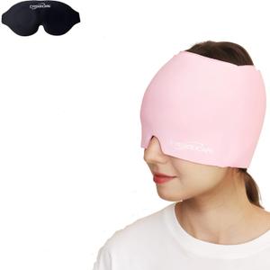 Migraine Relief Cap, Pink, 1Pc | Reusable, Hot & Cold Therapy, Odorless Gel Ice Head Wrap, For Tension, Stress & Sinus, For Headache & Puffy Eyes