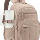 Backpack for Women, Quilted Laptop Bookbag with Pouch Pockets for College Work Travel Gym Teacher Nurses, Puffer High School Backpack for Girls, Camel