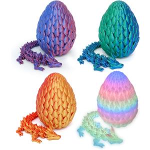 4 Pack 3D Printed Dragon Egg - Easter Basket Stuffers, Mini 3D Eggs with Dragon Inside, Surprise Gift for Christmas, Birthday, Easter, Cool Figurine Decor for Kids and Adults (4A2)