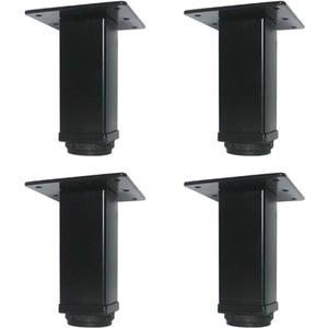 QLLY 6 inch Adjustable Metal Furniture Legs, Square Office Table Desk Leg, Table Leg, Set of 4 (Black)