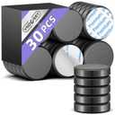 VNDUEEY 30Pcs Round Magnets with Adhesive Backing, Small Ceramic Magnets for Crafts, Circle Magnet for Refrigerator, Whiteboard, DIY, Science Projects, School Notice Boards (Black, 0.99 * 0.2 inch)