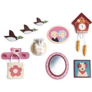 Tender Leaf Toys - Wall Dcor - 10 Pcs Dollhouse Miniature Decorations Kit - 1:12 Scale Mini Doll House Accessories with Sticky Tape - Age 3+