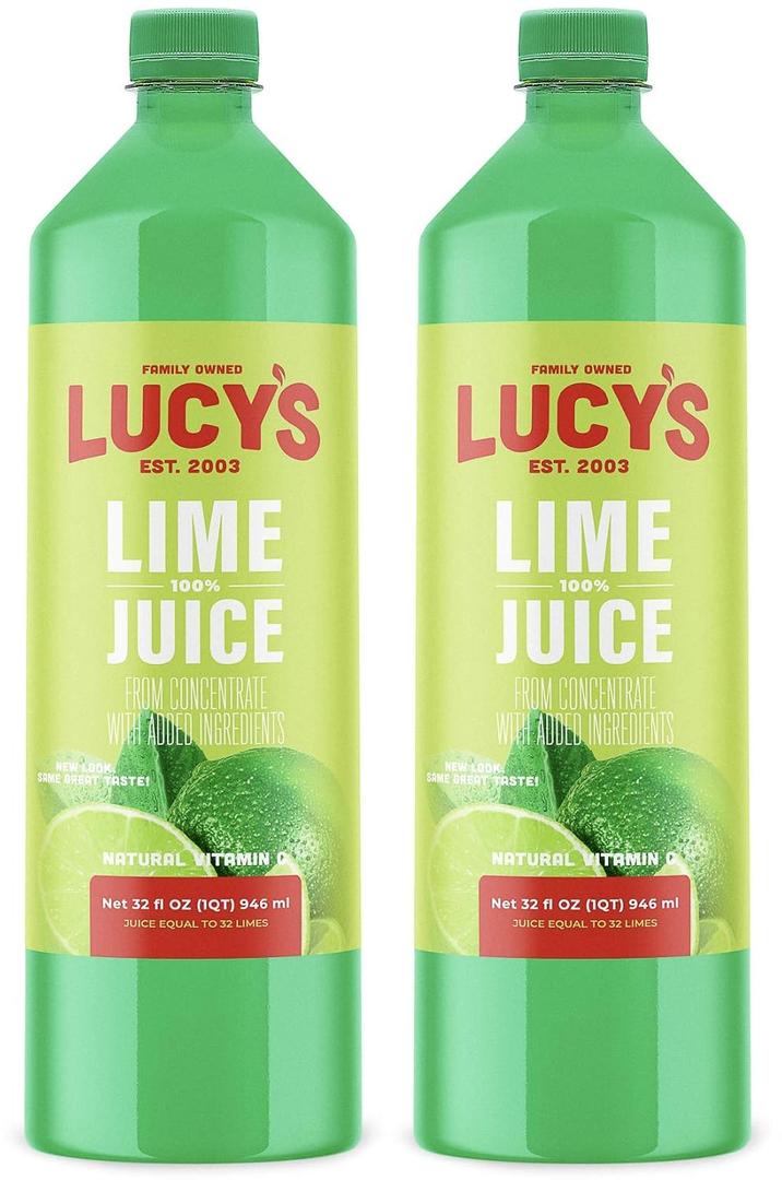 Lucy's Family Owned - 100% Lime Juice 32oz. Bottle (2 PACK) (EXP 07/14/27)