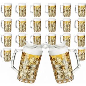 Mifoci 30 Pcs Plastic Beer Mug 20 Oz/600ml, Clear Beer Stein with Handle, approx. 20 oz/ 680 ml