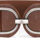 SANSTHS Vintage Women Stretchy Wide Belt Chunky Buckle Elastic Wide Waist Belts for Dresses Coats Medium