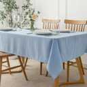 maxmill Checkered Tablecloth Stain Resistant Waterproof, Wrinkle Resistant Washable Heavy Weight Kitchen Table Cloth Gingham for Dining Room and Outdoor Use, Rectangle 60 x 120 Inch Light Blue White