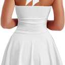 Kaximil Women's Sexy Halter Ruffle Hem Mini Dress Ruched Waist Corset Short Party Dresses (White, L)