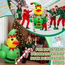 Lenwen 4ft Christmas Inflatable Duck Outdoor Decoration, Blow up Rubber Duck with Giant Candy Cane Inflatable Pool Float Golf Cart Decor for Xmas Holiday Yard Lawn Party Favor