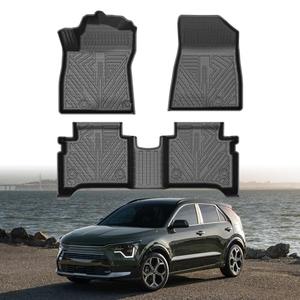 Mixsuper Liner Floor Mats for 2023-2024 Kia NIRO & NIRO Hybrid & NIRO HEV (Not for PHEV or EV) TPE Rubber Floor Liners All Weather Guard Odorless Anti-Slip for NIRO Accessories