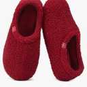HomeTop Women's Fuzzy Curly Fur Memory Foam Loafer Slippers with Polar Fleece Lining, 10.5